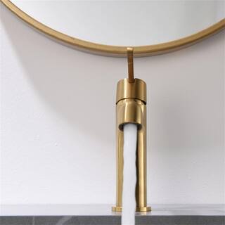 FLG Single Handle Single Hole Bathroom Faucet Deck Mount Brass Bathroom Sink Faucet in Brushed Gold CC-0125-BG