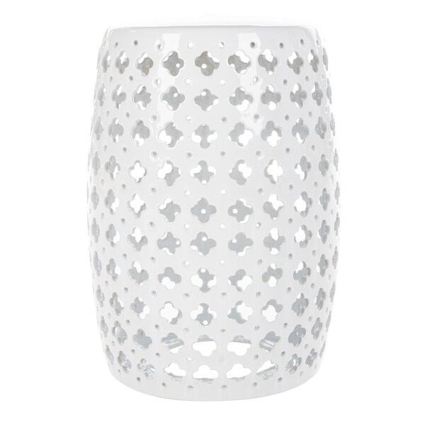 SAFAVIEH Lacey White Ceramic Decorative Garden Stool