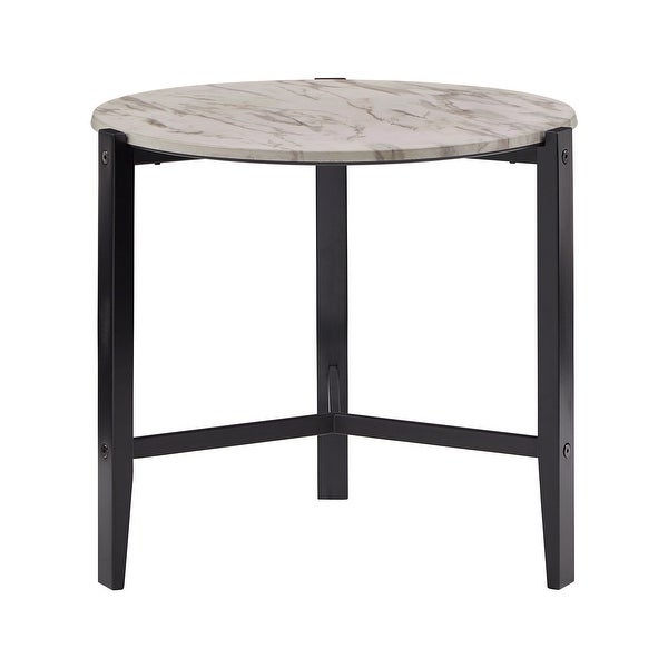 Teagan Round White Faux Marble Tables by iNSPIRE Q Modern