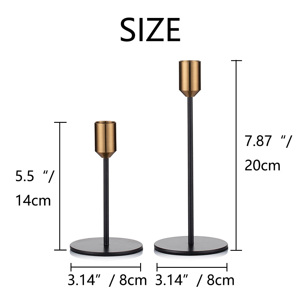 Nuptio Black Candlestick Holders Brass Taper Candle Holder， S+L