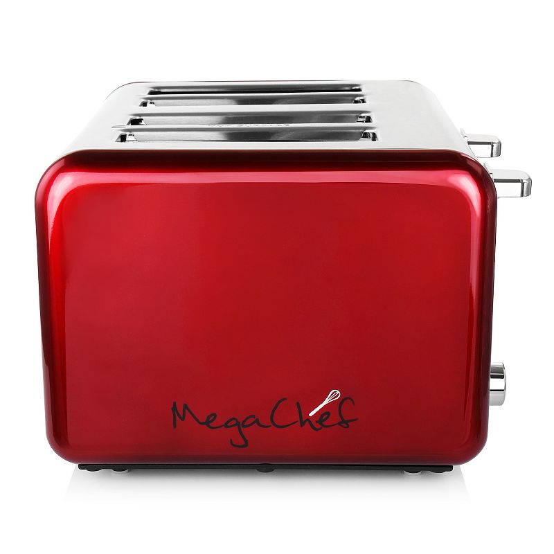 MegaChef Pro 4 Slice Toaster in Stainless Steel Red