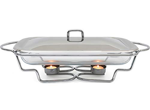 Galashield Chafing Dish Buffet Set Warming Tray with Lid Stainless Steel Buffet Server and Oven Safe Glass 3-Quart