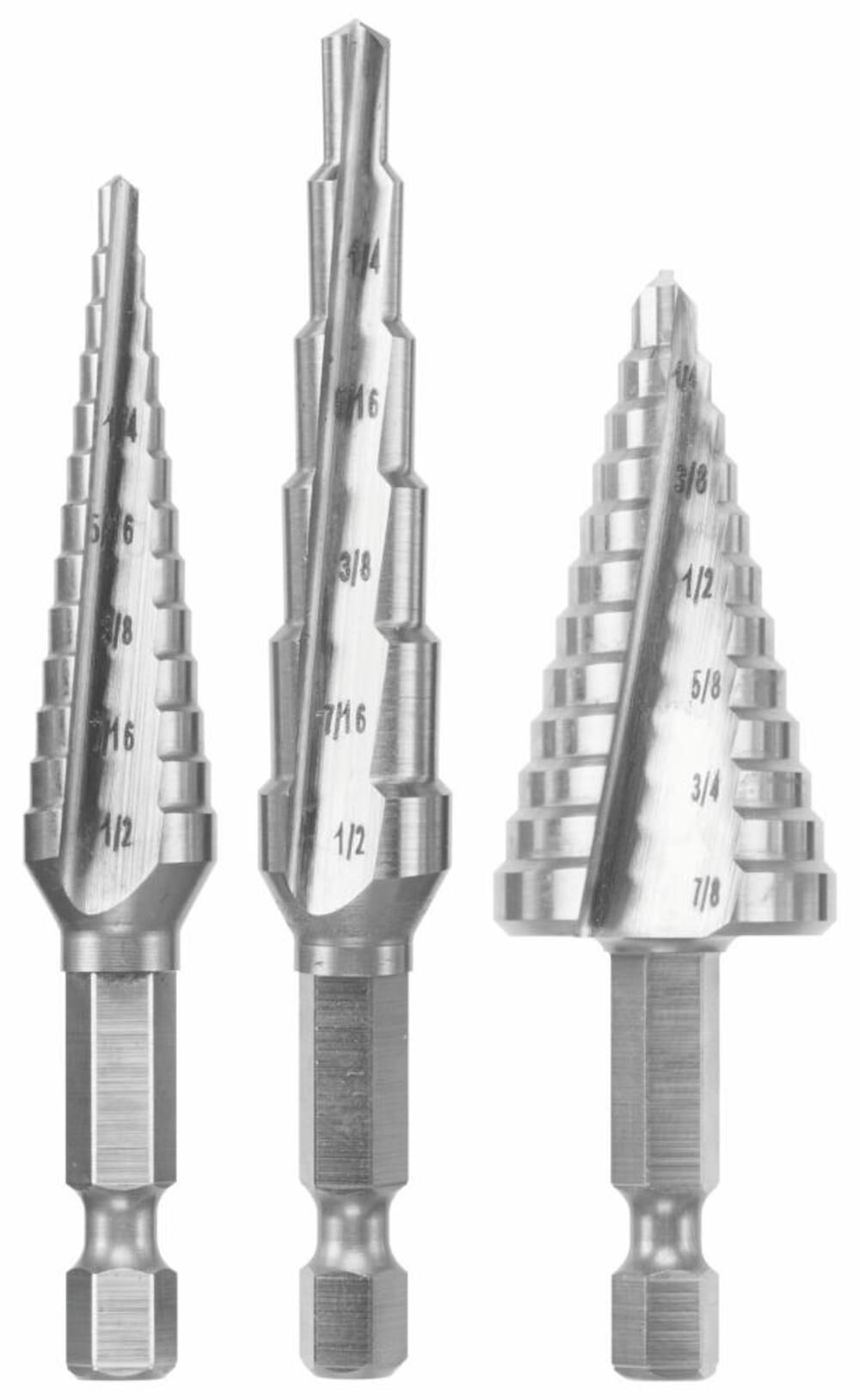 Bosch High Speed Steel Impact Tough Turbo Step Drill Bit Set 3pc IMSDC003 from Bosch