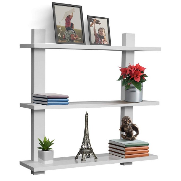 Sorbus Decorative Asymmetric Square Floating Wall Shelf Set Of 3