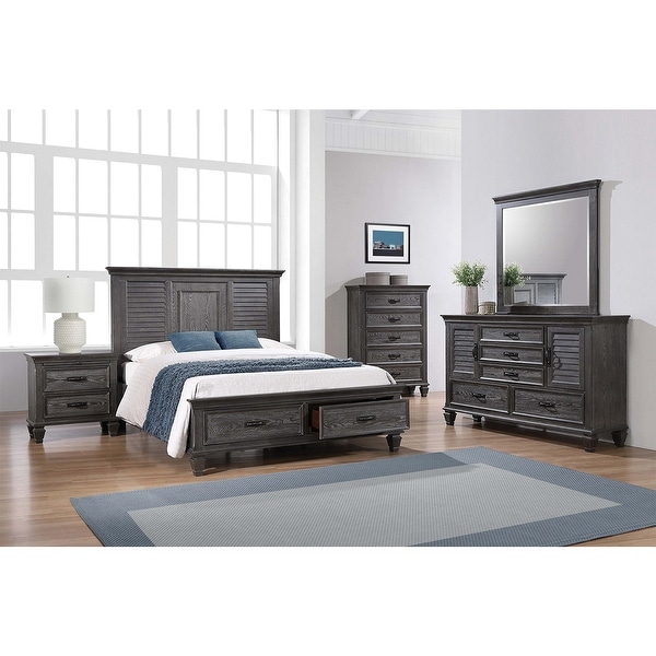 Wooden Storage Queen Storage Bedroom Set in Weathered Sage - - 36135784