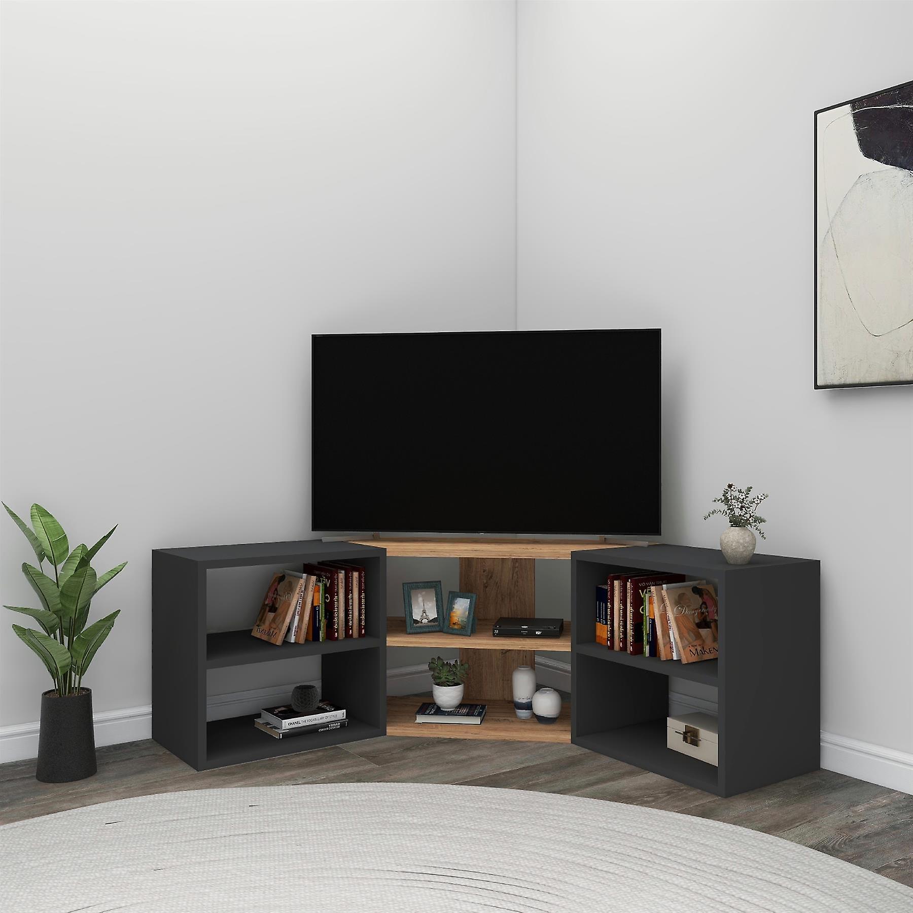 Bonnett Corner TV Stand - Athlantic Pine - Anthracite