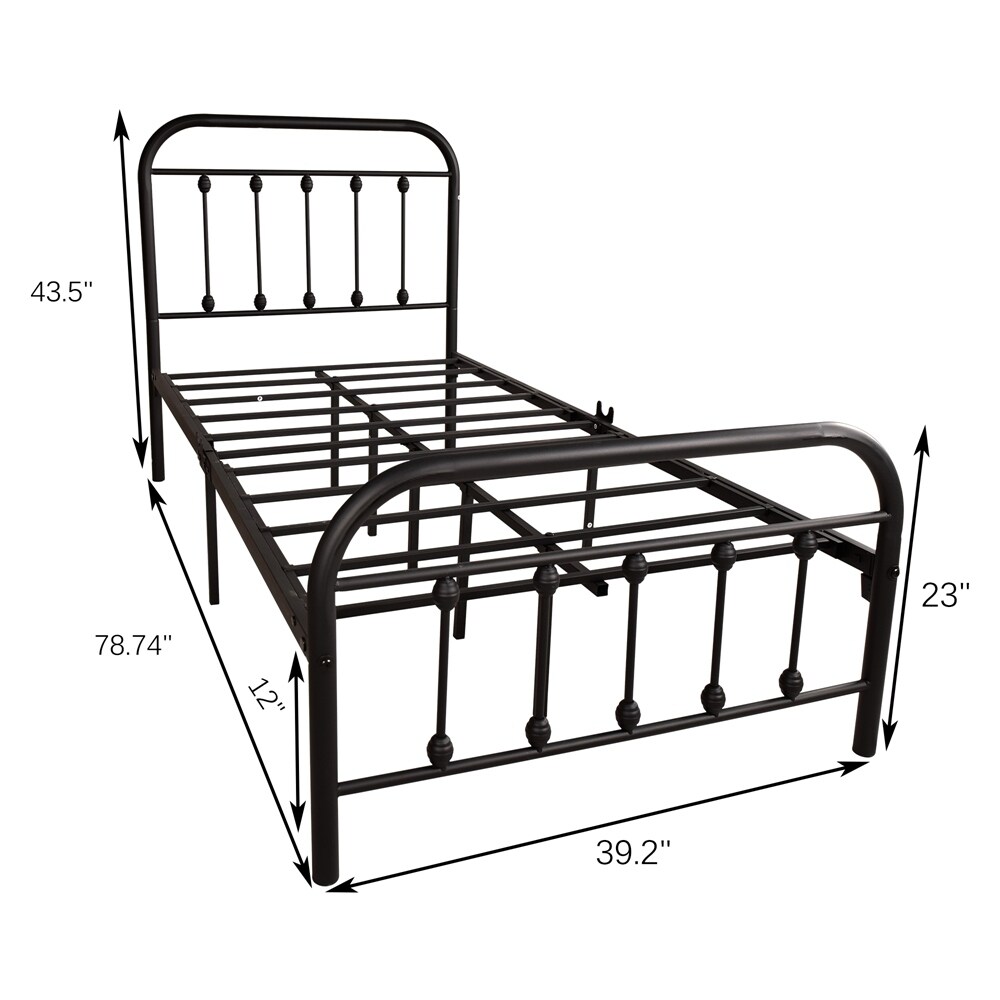 Vintage Victorian Style Metal Platform Bed Frame