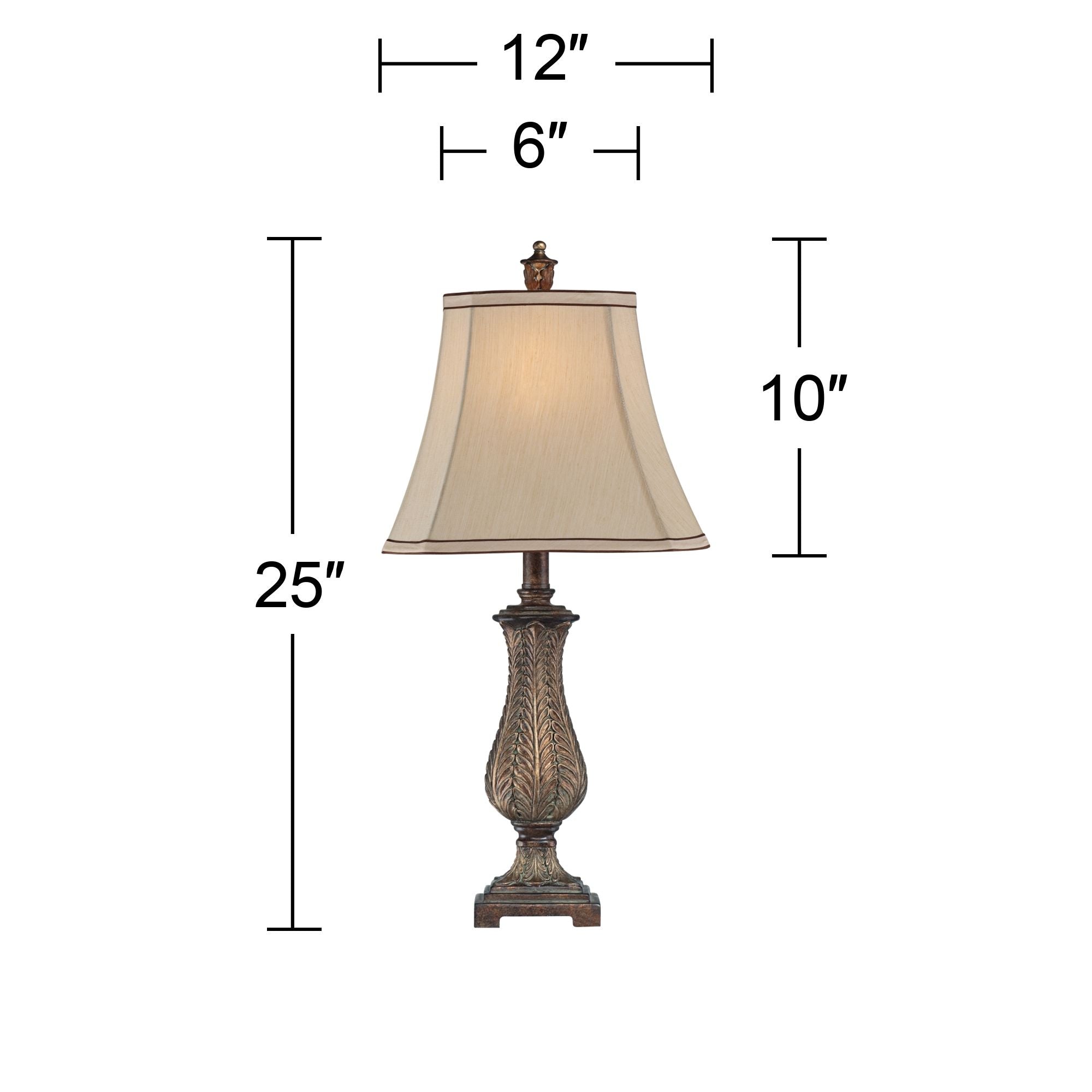 Regency Hill Traditional Table Lamp Old Oak Antique Petite Vase Beige Rectangular Shade for Living Room Family Bedroom Bedside