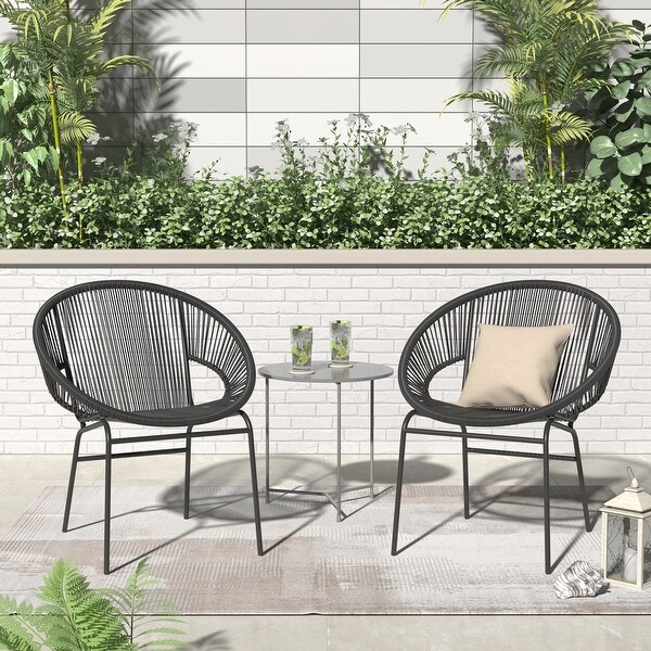 Corvus Sarcelles Woven Wicker Indoor/Outdoor Bistro Chairs (Set of 2)