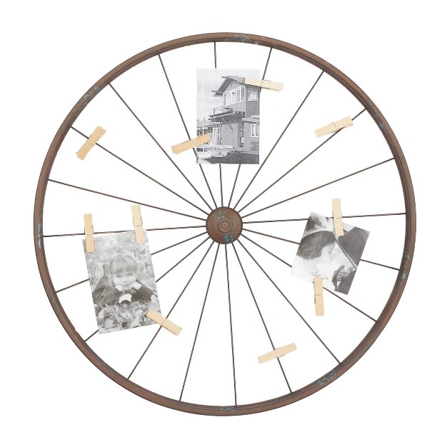 Metal Bike Wheel Wall Decor With Clothespin Photo Brown Olivia amp May