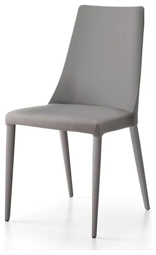 Aoleta Leather Seat With Leather Covered Wooden Legs Gray   Modern   Dining Chairs   by V.S.D Furniture  Houzz