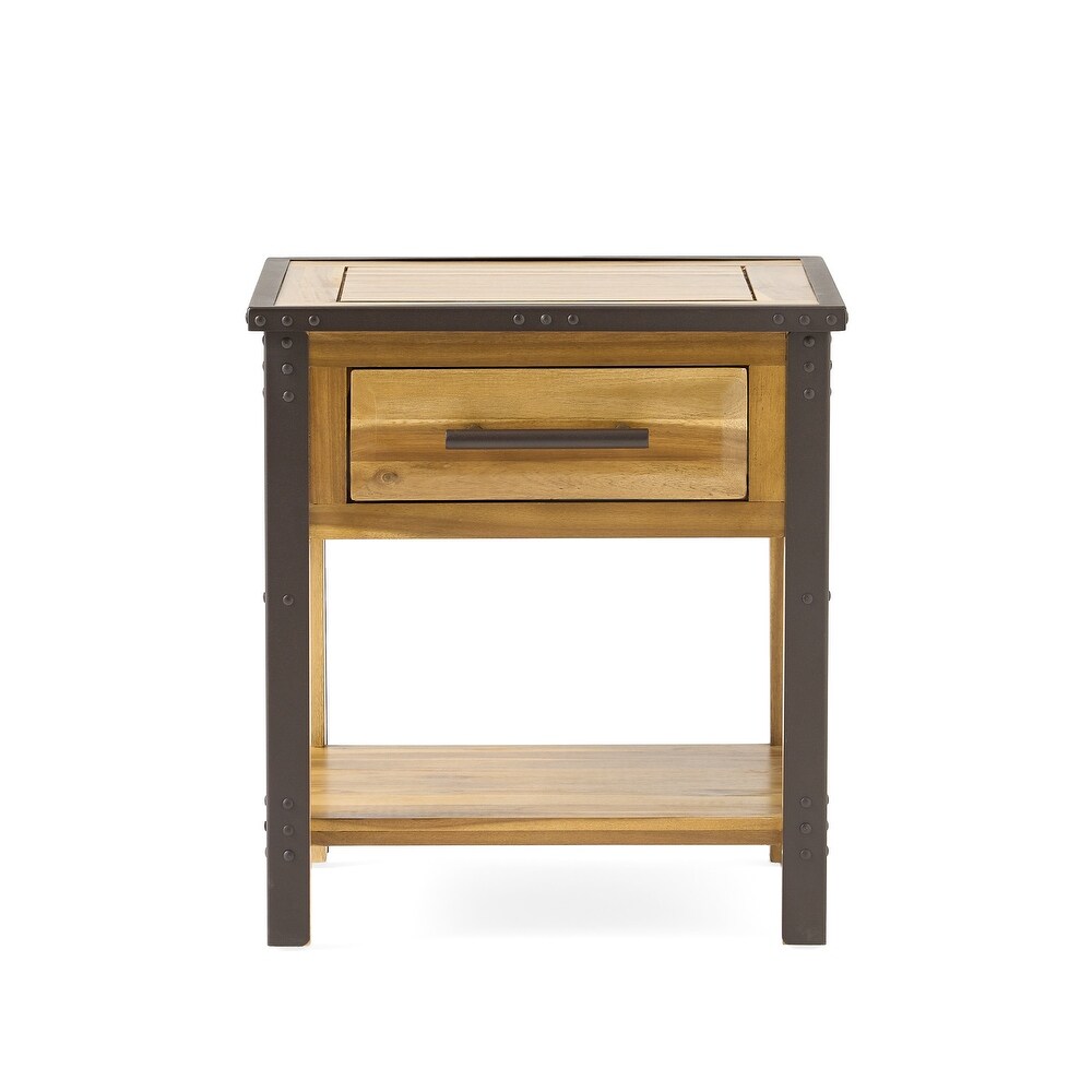 Luna Acacia Wood One Drawer End Table by Christopher Knight Home