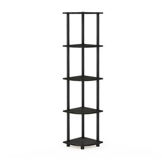 Furinno 57.7 in. BlackEspresso Plastic 5-shelf Corner Bookcase with Open Storage 99811EXBK