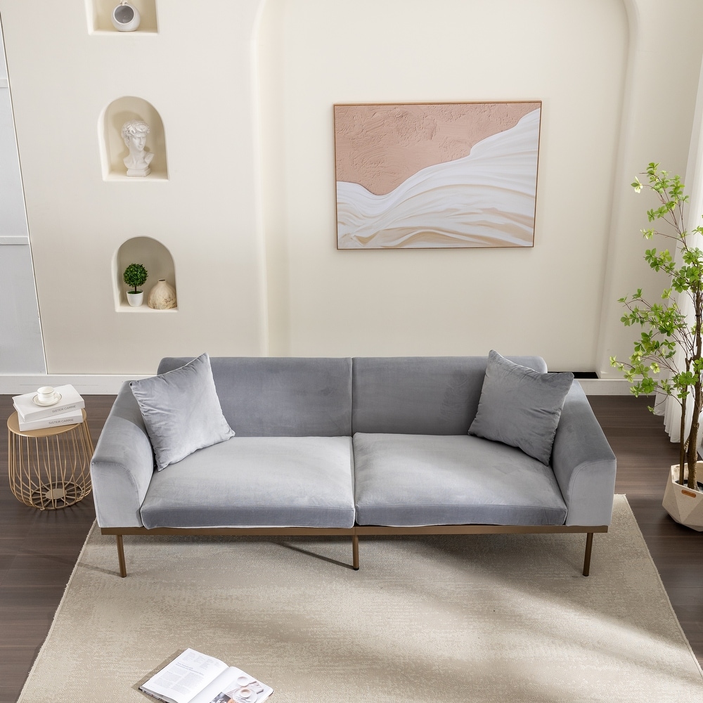 Modern Velvet Sofa with Metal Legs Loveseat Sofa Couch