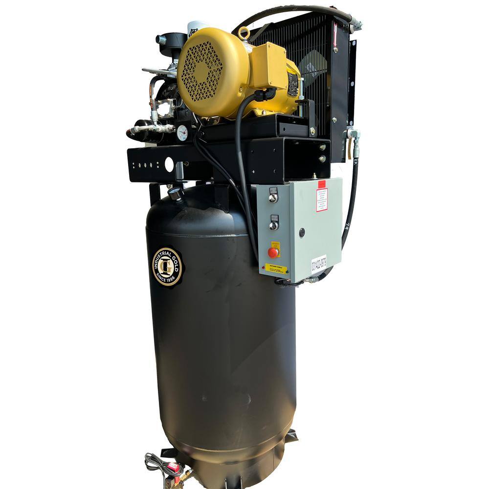 Industrial Gold 80 Gal. 10 HP Rotary Screw 3-Phase Low RPM 150 PSI Electric Air Compressor with Quiet Operation R103V83