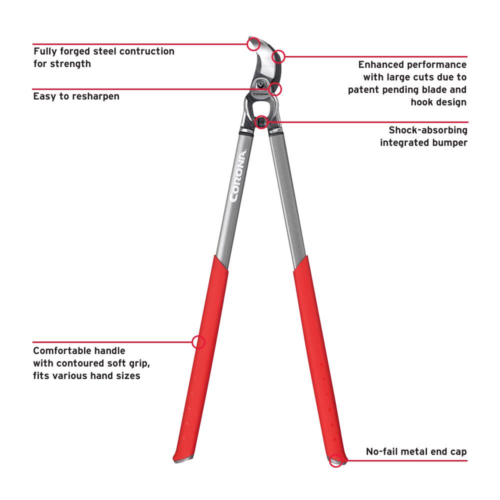 Corona Bypass Loppers with Handle 2 DualCUT MaxForged Steel ;