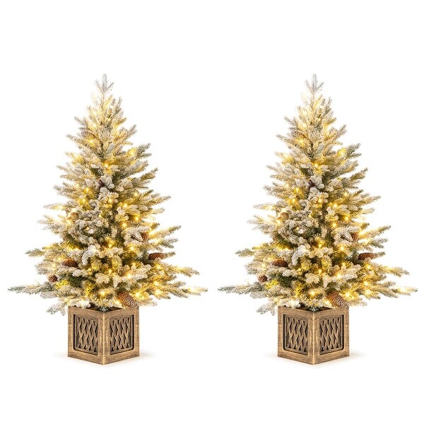 Costway 1 PCS 4 FT Artificial Xmas Tree Flocked Christmas Tree with