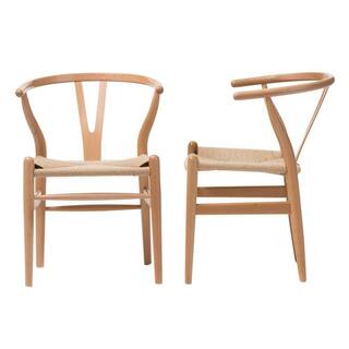 Baxton Studio Wishbone Mid-Century Light Brown Finish Wood Chair Set (2-Piece) 2PC-3327-HD