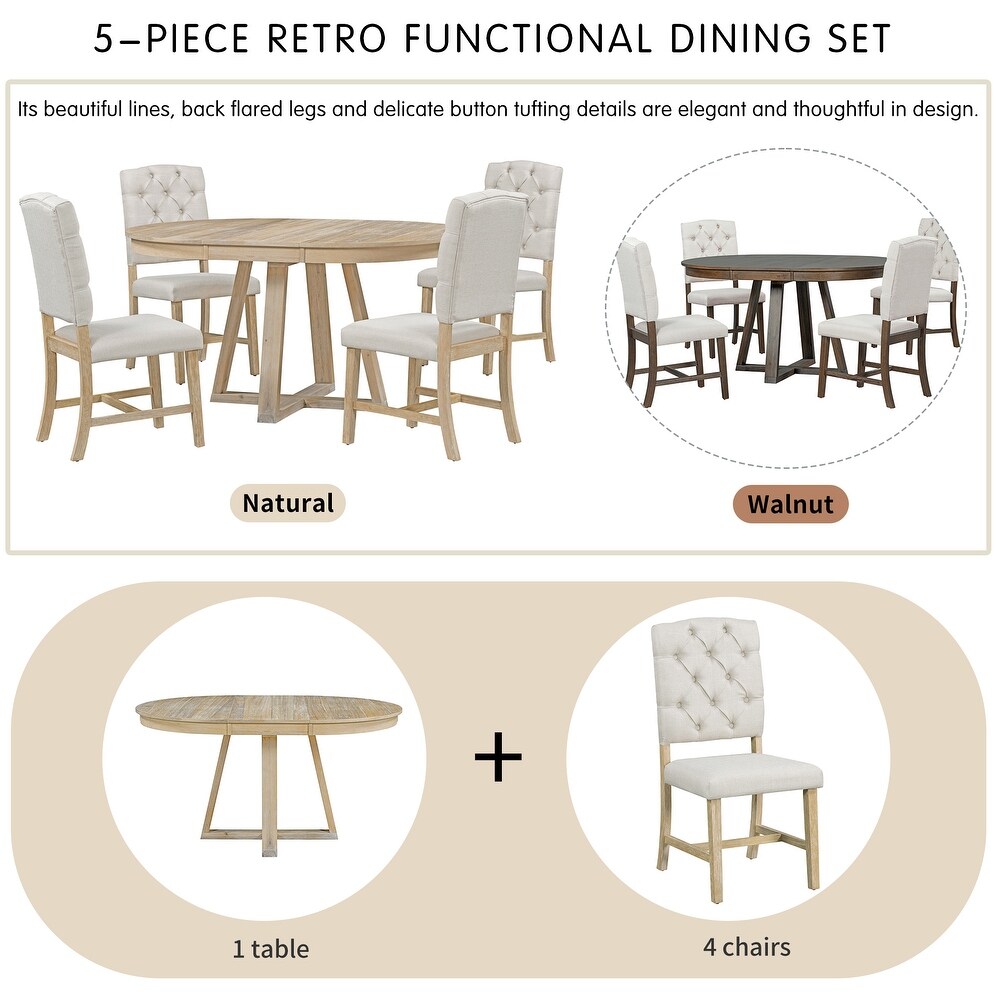 5 Piece Dining Set  Round Table with 16\