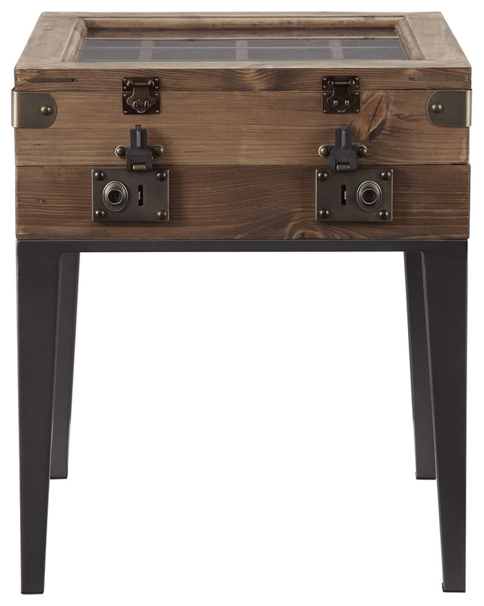 Acme Kolin Accent Table Rustic Oak and Matte Gray   Industrial   Coffee And Accent Tables   by AMOC  Houzz