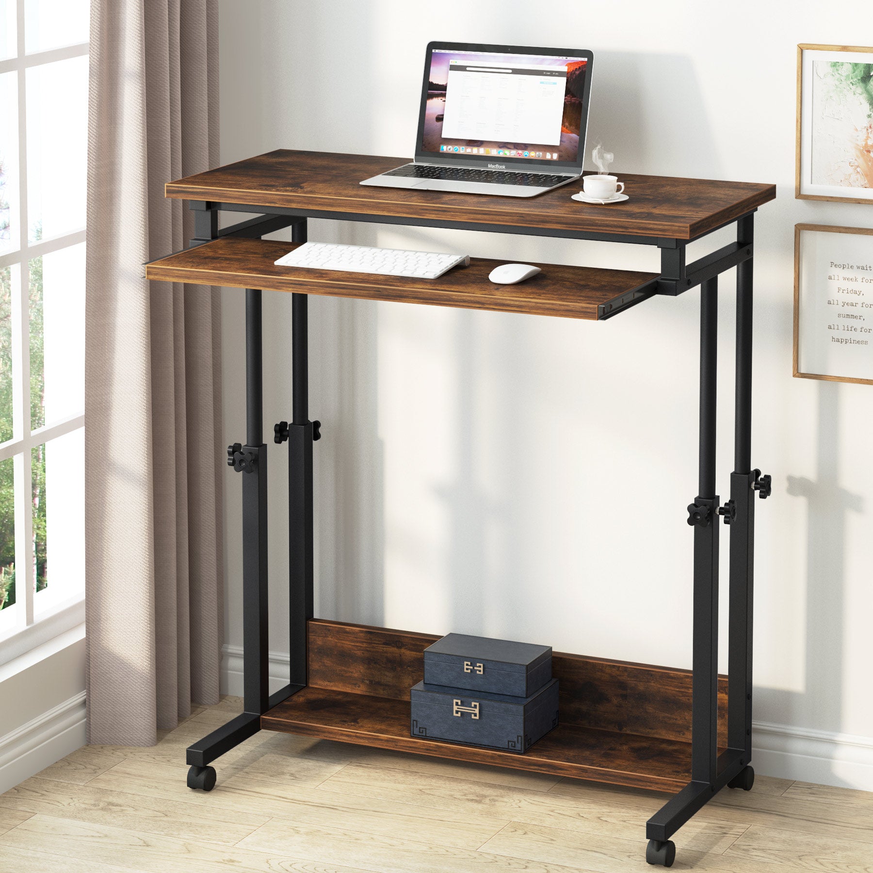 Height Adjustable Desk, Rolling Standing Desk Portable Desk