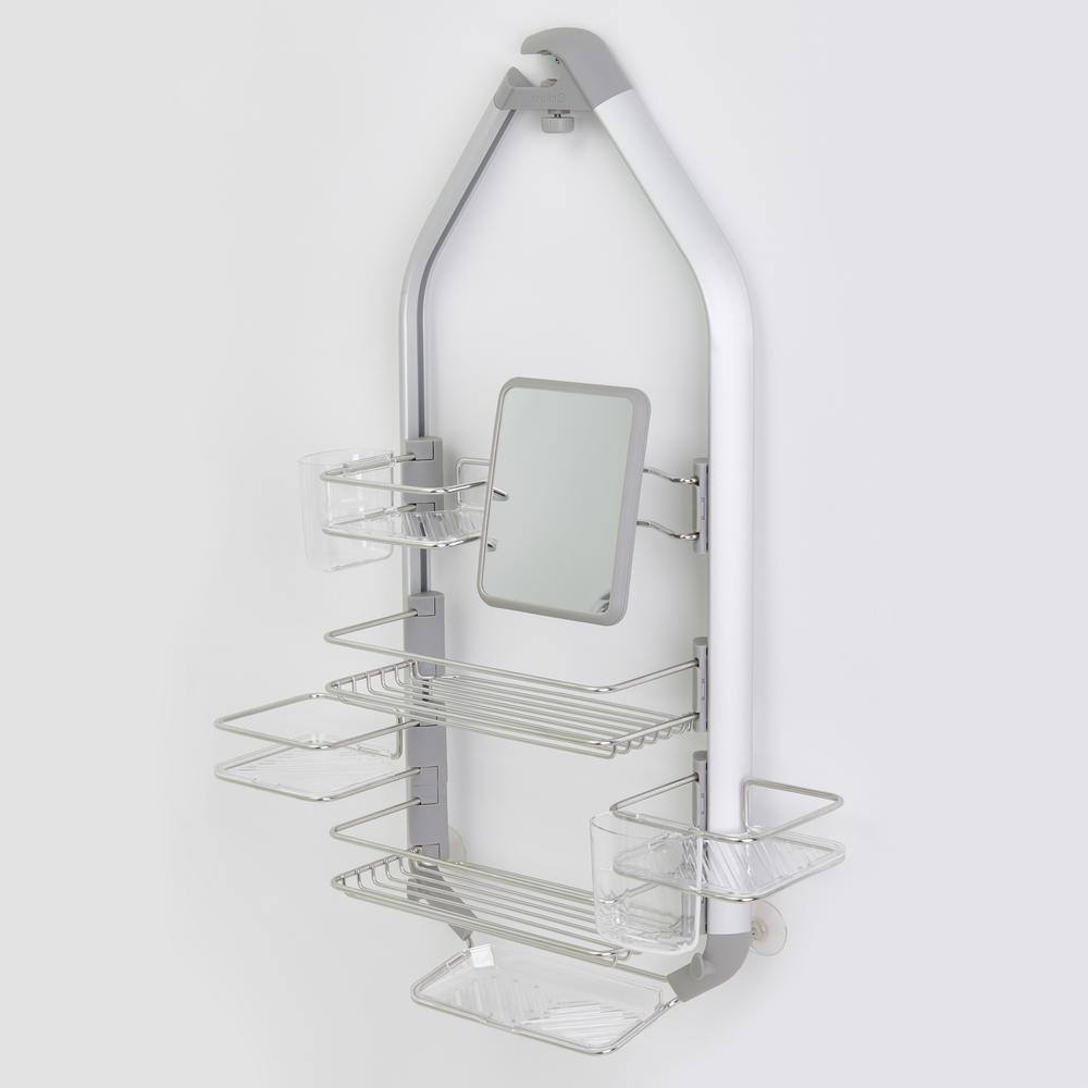 Artika Adjustable Over-The-Shower HeadDoor Caddy with Mirror in Aluminum and Stainless Steel CADG2-HD2