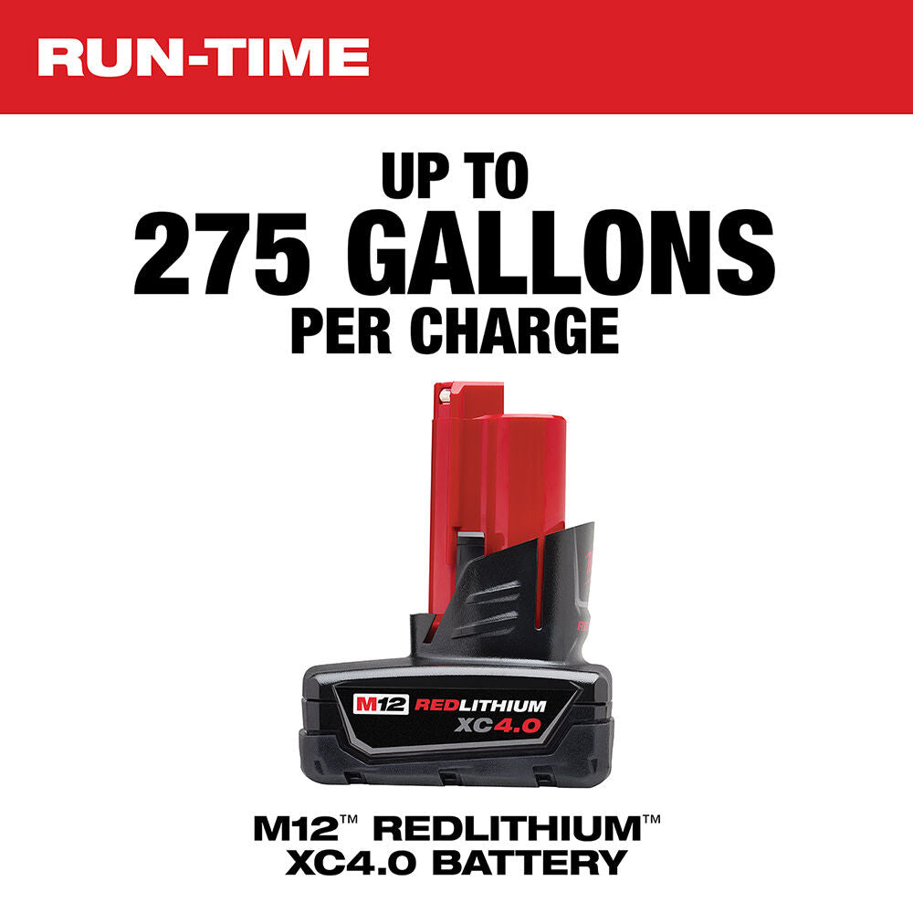 Milwaukee M12 Stick Transfer Pump with M12 REDLITHIUM XC 4.0Ah Extended Capacity Battery Pack Bundle 2579-20-48-11-2440 from Milwaukee