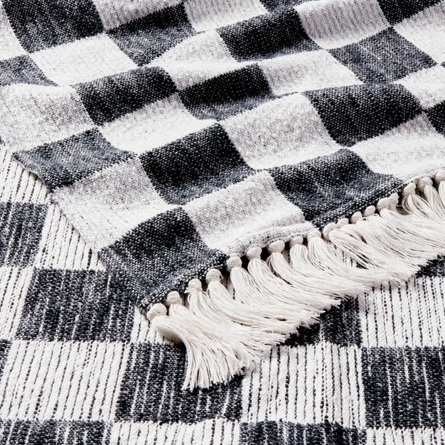 Woven Cotton Checkered Bed Throw