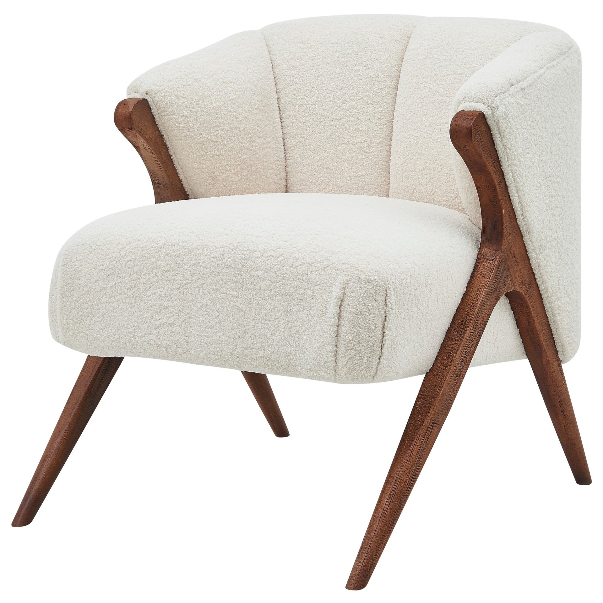 Florence Faux Shearling Fabric Accent Chair Brown Legs