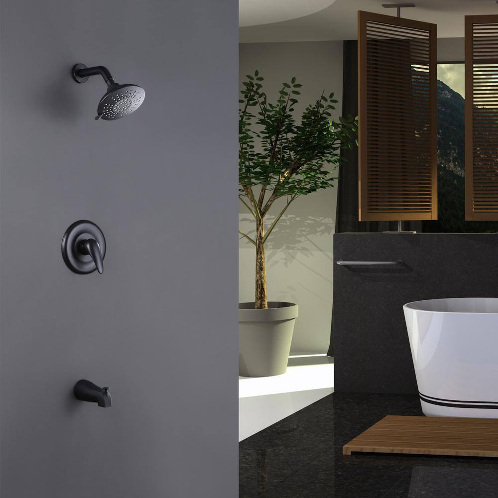 GIVING TREE Single-Handle 5-Spray Tub and Shower Faucet in Matte Black (Valve Included) HDYN-MM0021