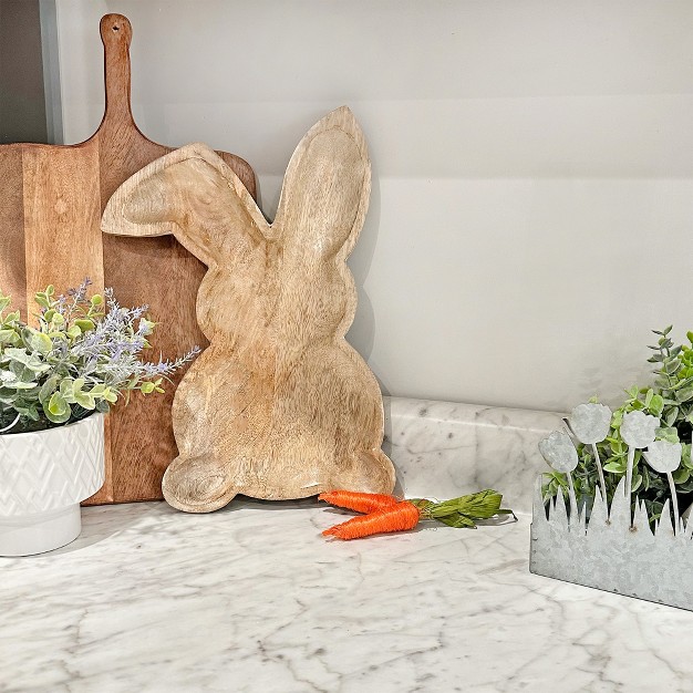 Auldhome Design Farmhouse Bunny Serving Trays nested Set Of 2 Nesting Rabbit shaped Wooden Charcuterie Platters For Easter Or Spring