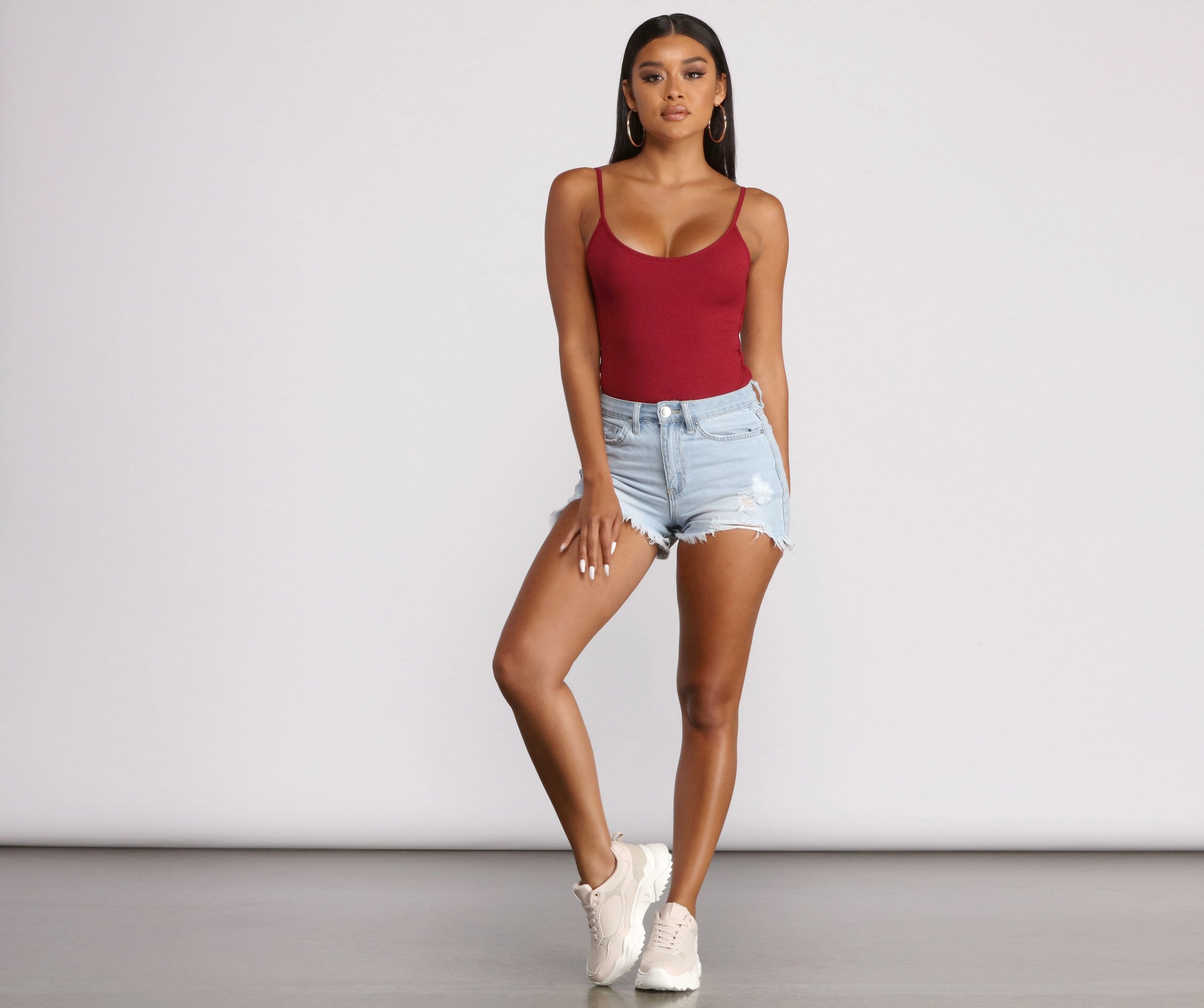 Basic Sleeveless Strappy Back Ribbed Knit Bodysuit