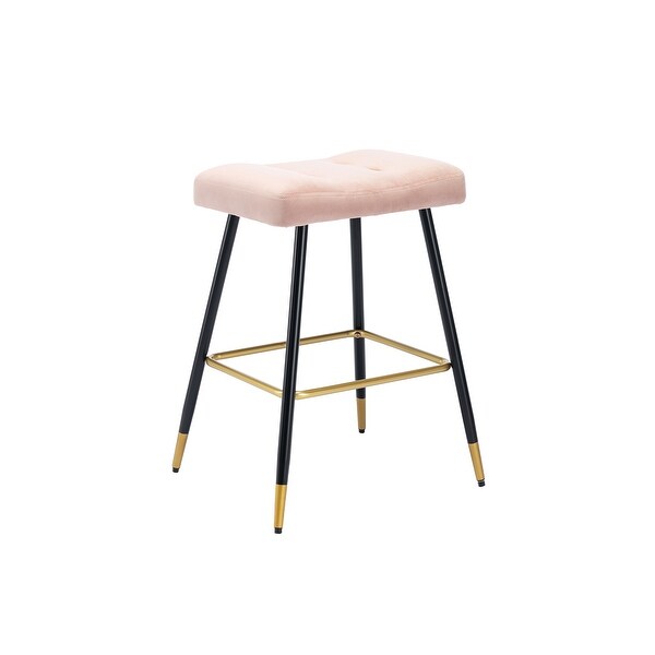 Vintage Stool No Backless Counter Height， Metal Frame is Sturdy and Stable，Sponge Foam Seat Cushion for Bar and Restaurant