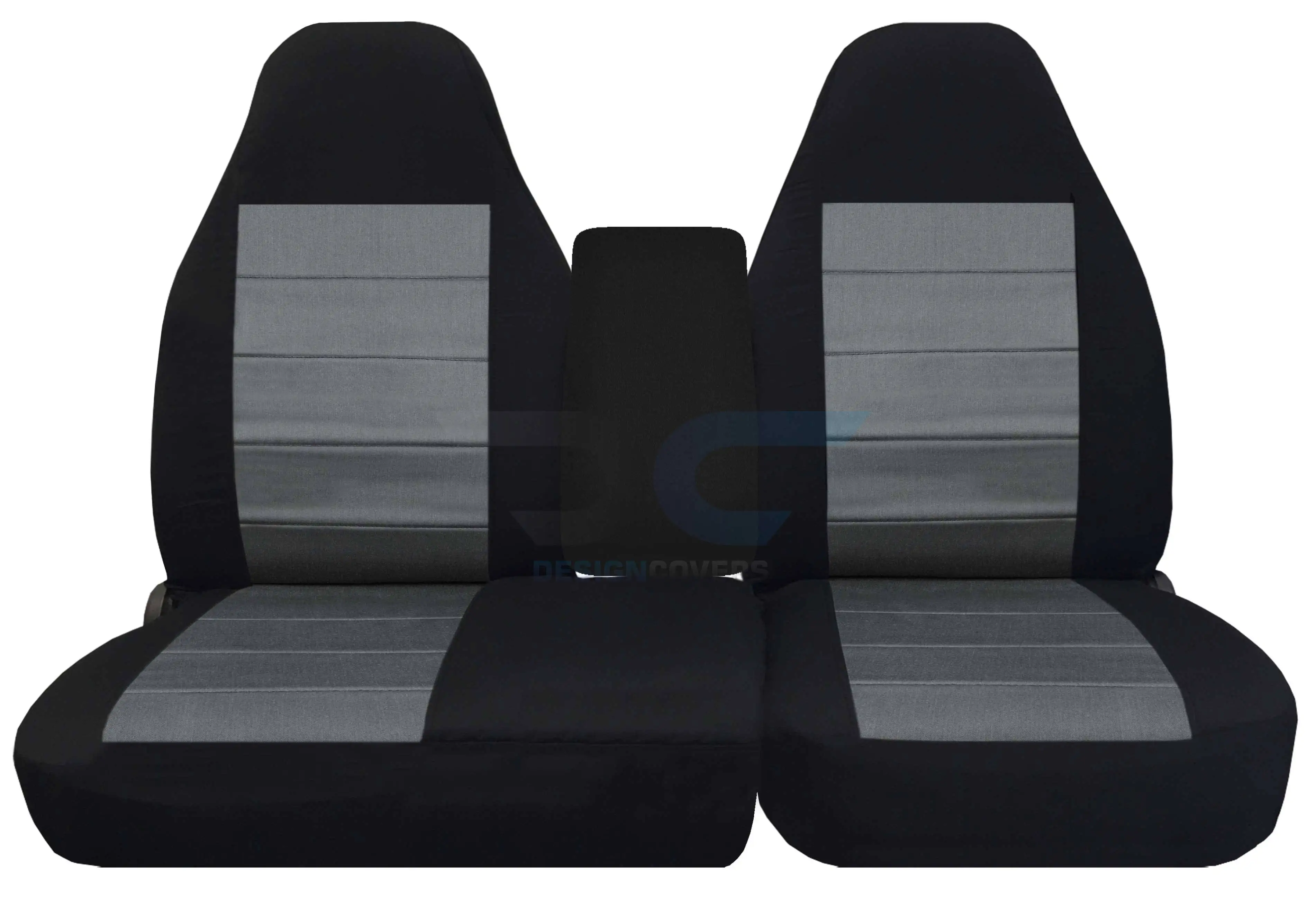 T83-Designcovers Compatible with 1997-2000 Ford F-150 Two-Tone Truck Seat Covers (Front 40/60 Split Bench) with Molded Headrests，Opening Console: Black and Charcoal Velour