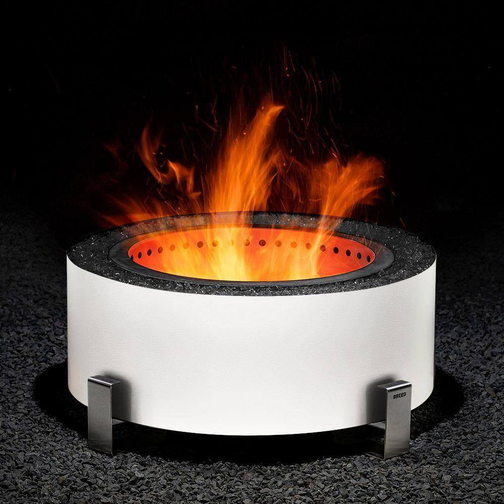 Breeo Luxeve White River with Black Glass Outdoor Smokeless Fire Pit BR-LE24-WRBL