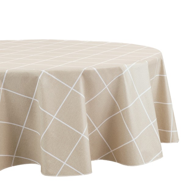 Windowpane Plaid Grid Printed Vinyl Indoor outdoor Tablecloth Elrene Home Fashions