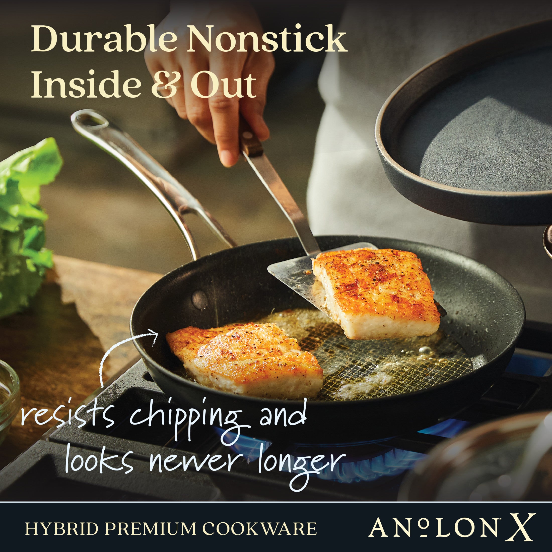 Anolon X Hybrid Nonstick Induction Frying Pan Twin Pack Set， 2-Piece， Super Dark Gray