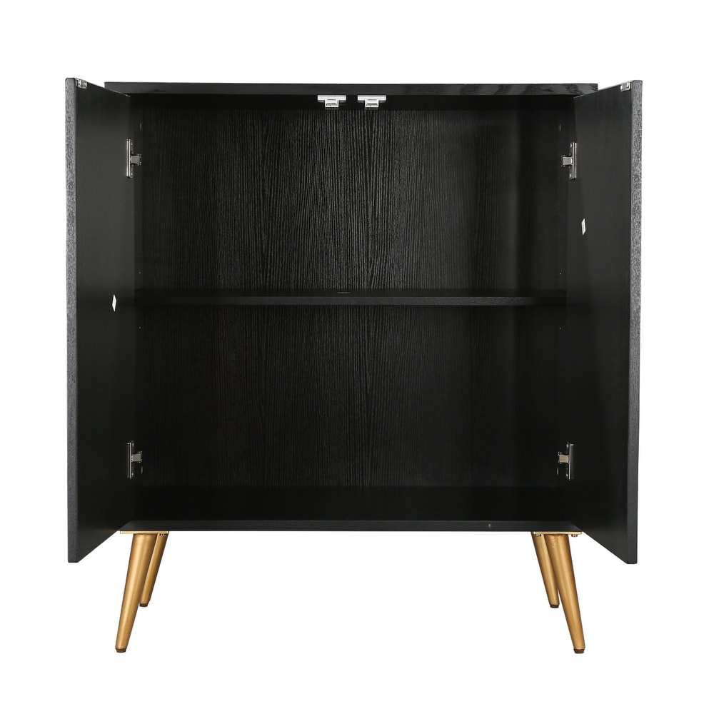 Evari Mid century Modern 2 Door Accent Cabinet Sideboard Antique Gold Storage Shelf for Living/ Dining Room