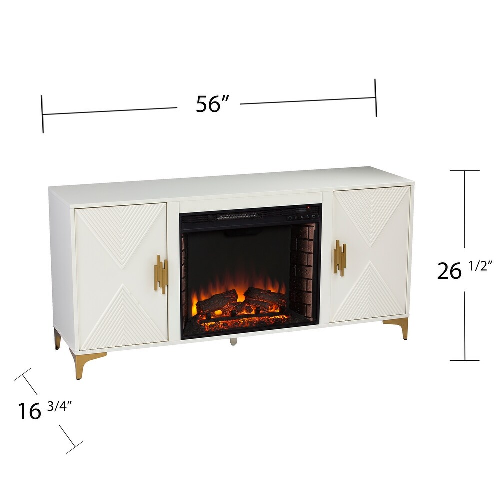 SEI Furniture Lillyvale Contemporary Media TV Stand with Electric Fireplace Insert and Storage