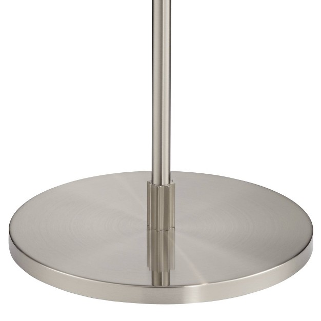 Tall Brushed Steel Adjustable Boom Off White Linen Drum Shade For Living Room Reading Office