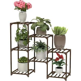 ITOPFOX 11.81 in. H Wood Outdoor Tiered Plant Stand Multi-Functional Plant Shelves Ladder Plant Holder for Garden Balcony H2SA22OT156