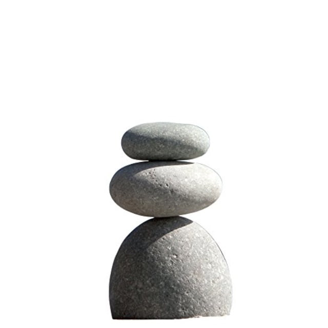 garden decoration outdoor stone, natural river stone triple rock cairn 3 stacked zen garden pile stone