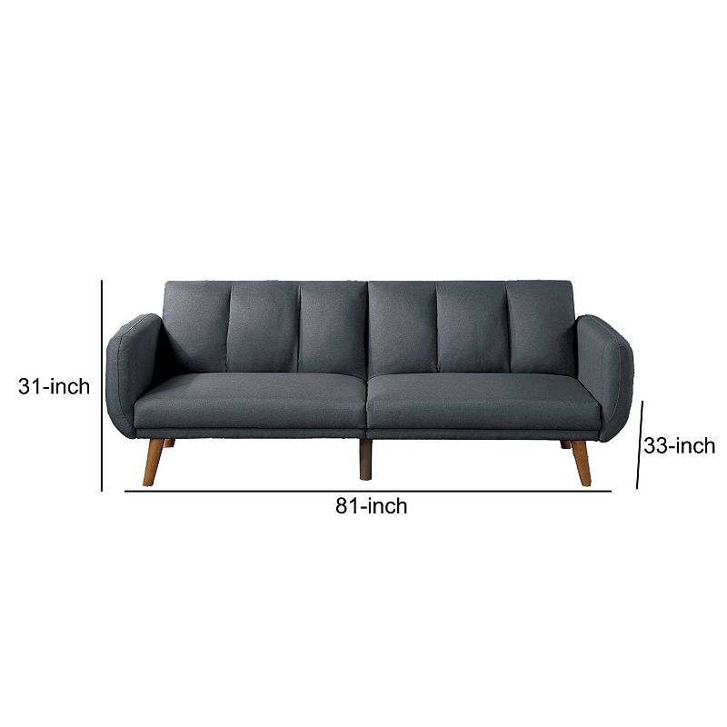 Adjustable Upholstered Sofa with Track Armrests and Angled Legs， Light Gray