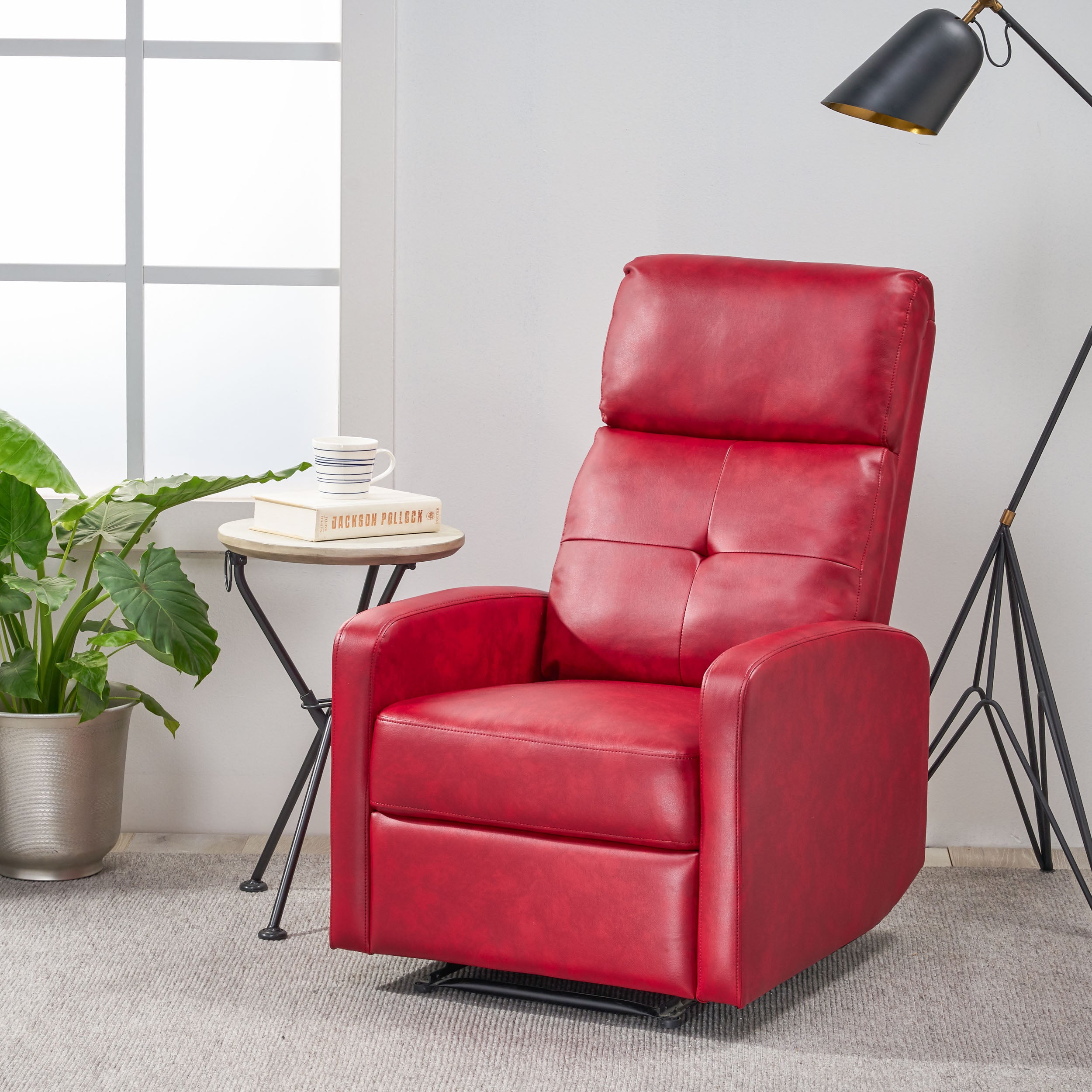 Teyana Contemporary Pillow Top Leather Recliner