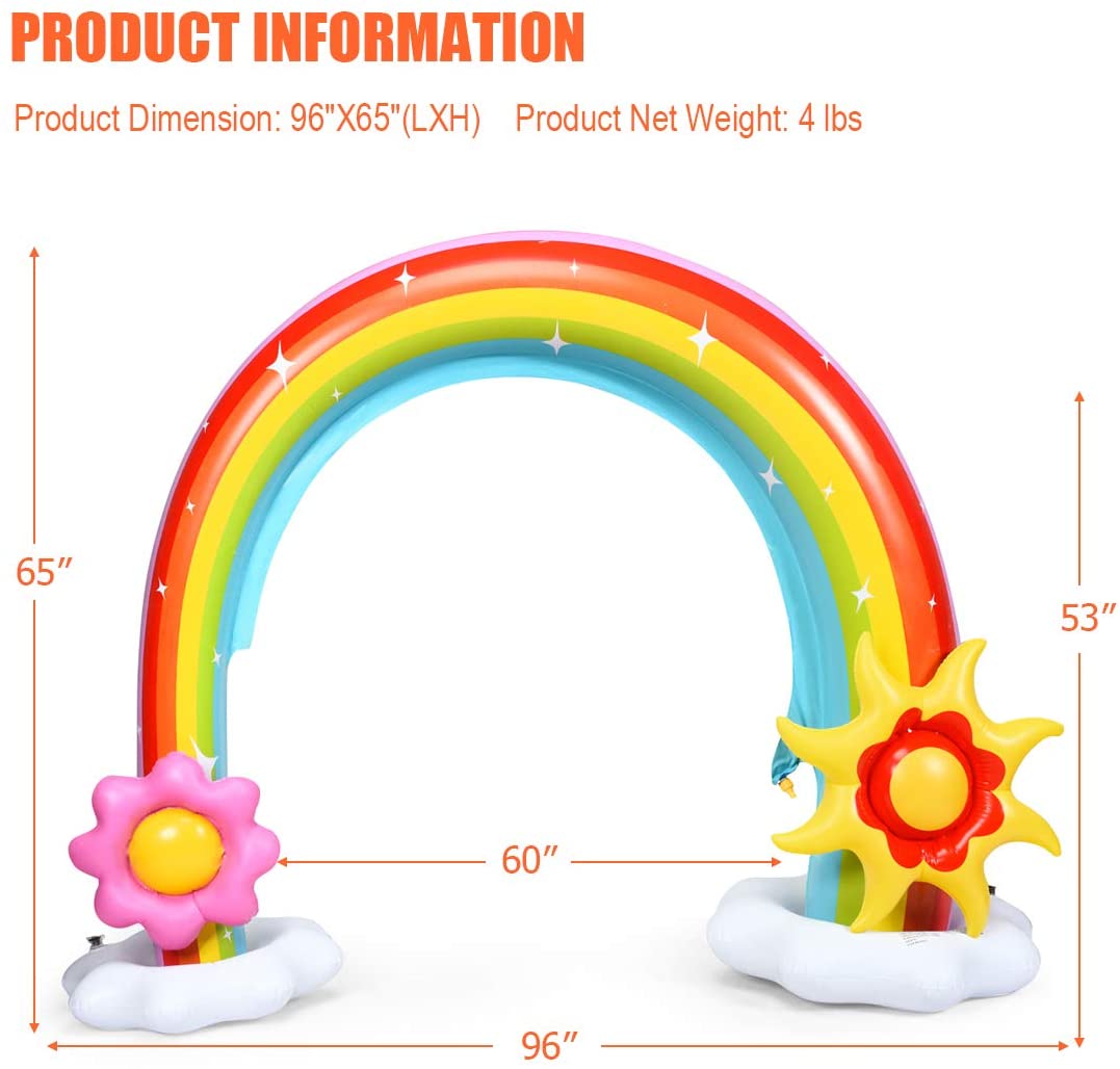 Costzon Inflatable Rainbow Sprinkler for Kids, 96