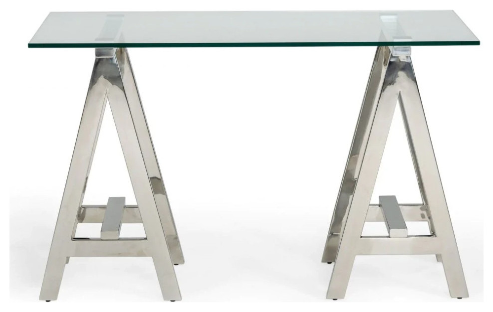 Wylen Modern Glass  ampStainless Steel Console Table   Contemporary   Console Tables   by V.S.D Furniture  Houzz