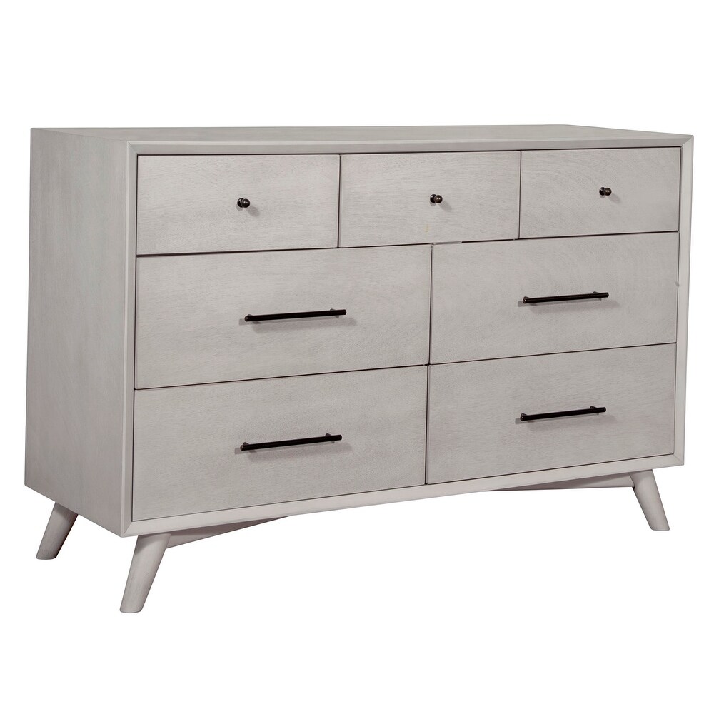 Alpine Furniture Flynn Mid Century Modern 7 Drawer Dresser in Gray