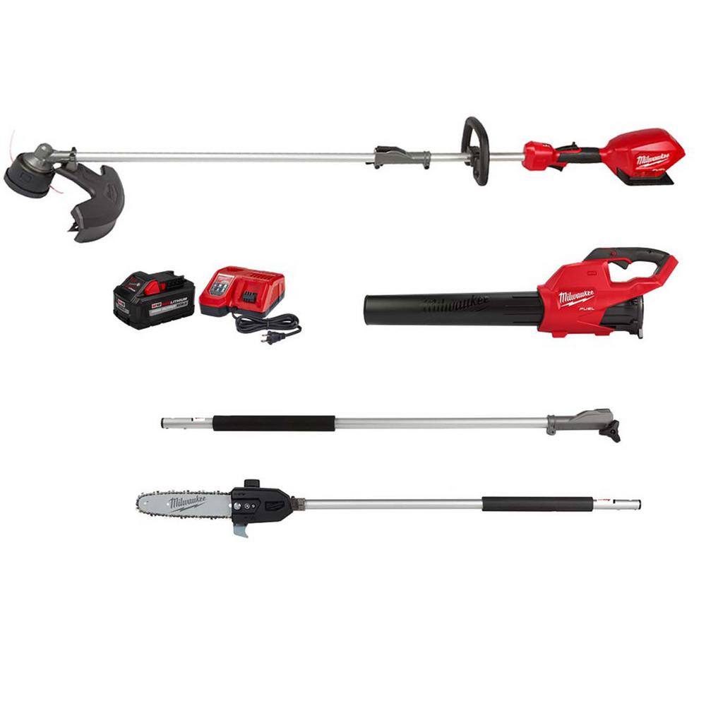 MW M18 FUEL 18-Volt Lith-Ion Brushless Cordless Electric String TrimmerBlower Combo Kit wPole 3 ft. Extension (4-Tool) 3000-21-49-16-2720-49-16-2721