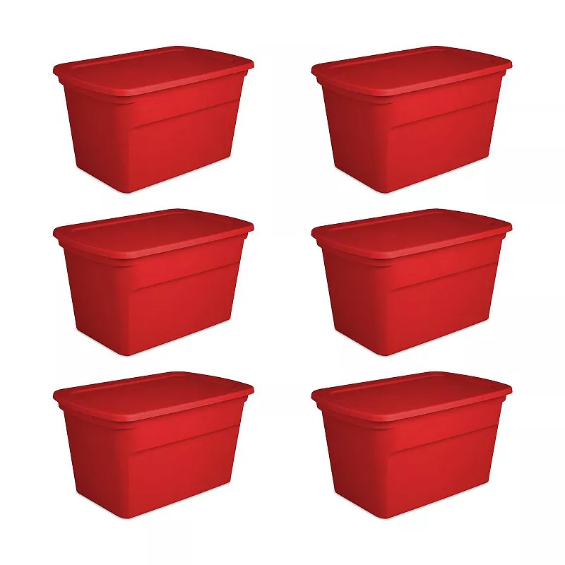 Sterilite Heavy Duty 30 Gallon Stacking Seasonal Storage Tote， Red | 17366606 (6 Pack)