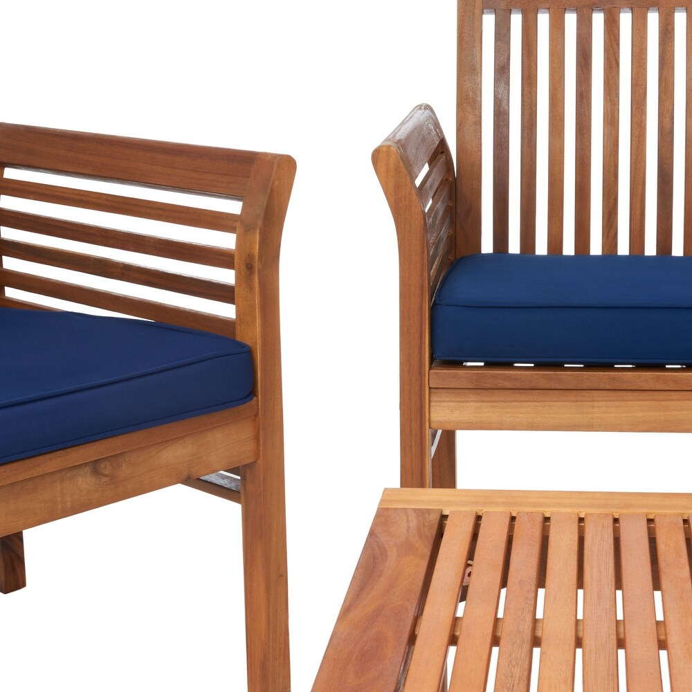 SAFAVIEH Outdoor Living Carson 4 piece Teak Brown/Navy Patio Set